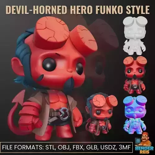 Devil Horned Hero Funko Style 3D Model