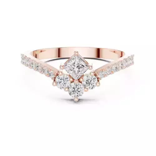 Princess and Round Cut V-shape Wedding Ring 3DM STL Video