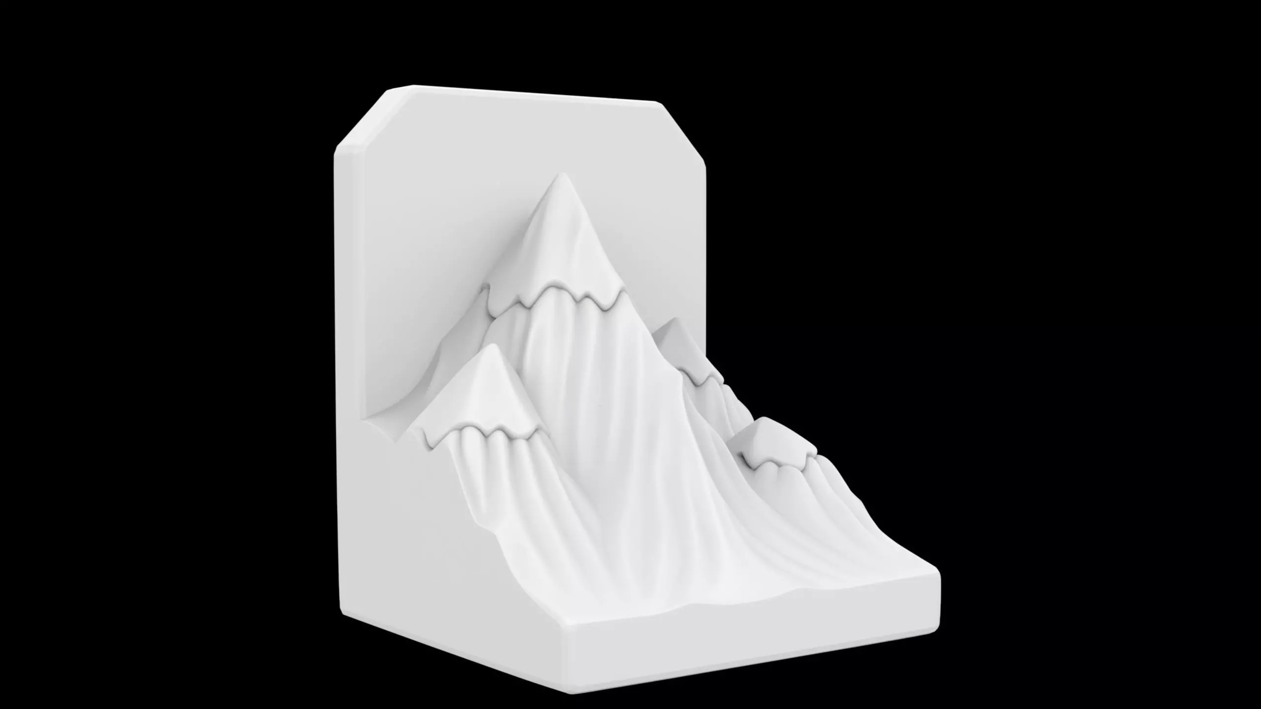 Mountain Peak Bookend Book Support 3D print model_6