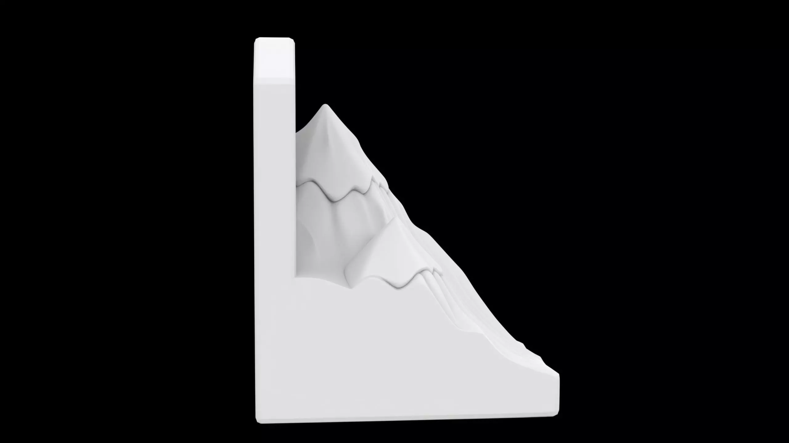 Mountain Peak Bookend Book Support 3D print model_5