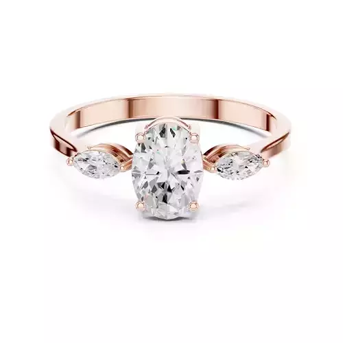Three Stone Oval and Marquise Cut Wedding Ring 3DM STL Video