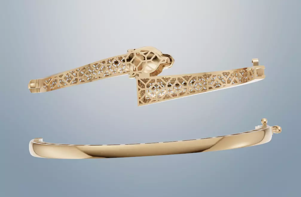 Luxury Tiger Head Bangle  3D print model_3