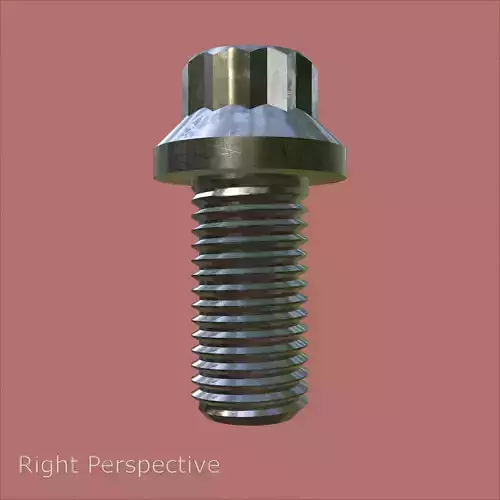 Steel Stained M10 12 Point Bolt 4K PBR 3D model 5