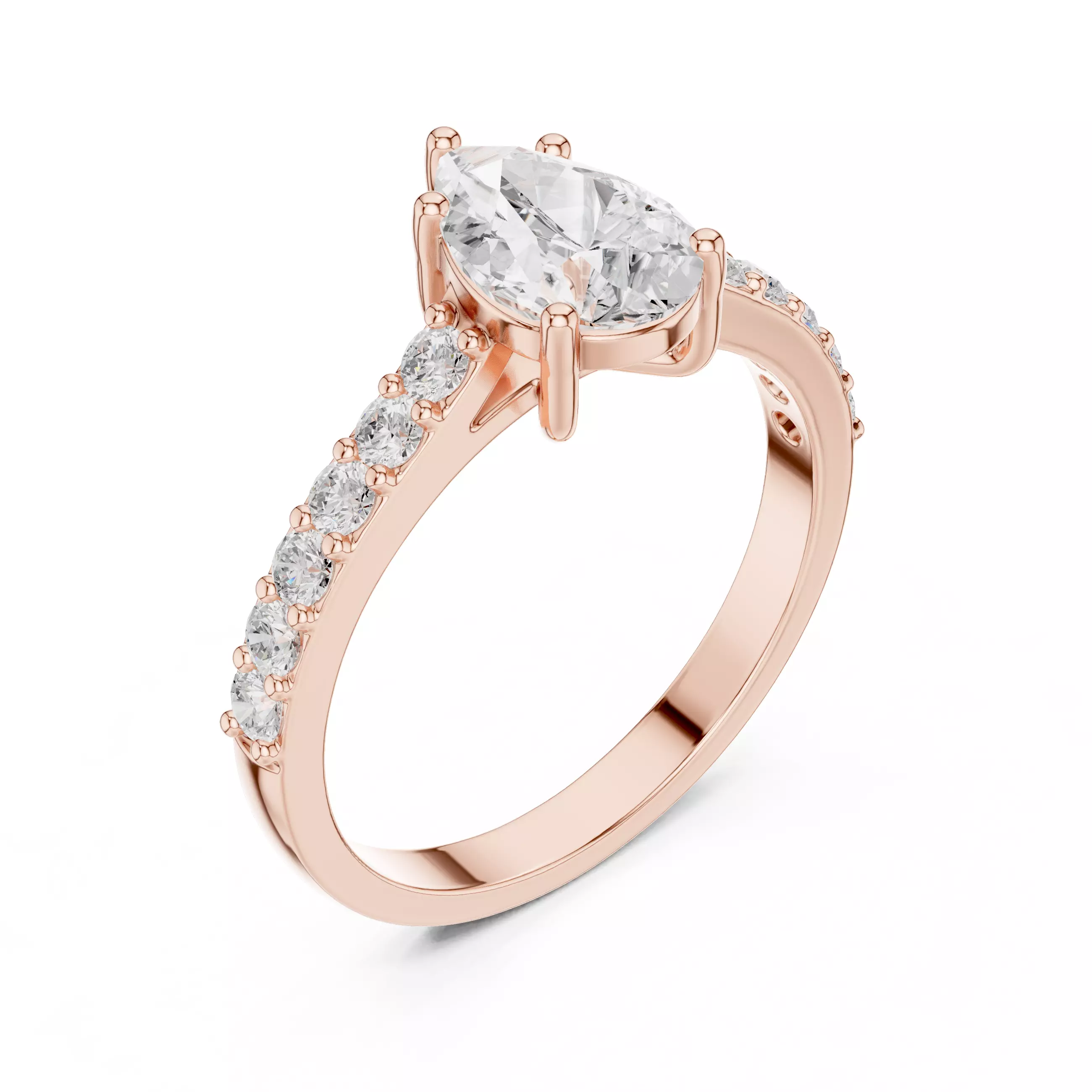 1CT Pear Cut Diamond Engagement Wedding Ring 3DM STL Video 3D print model_4