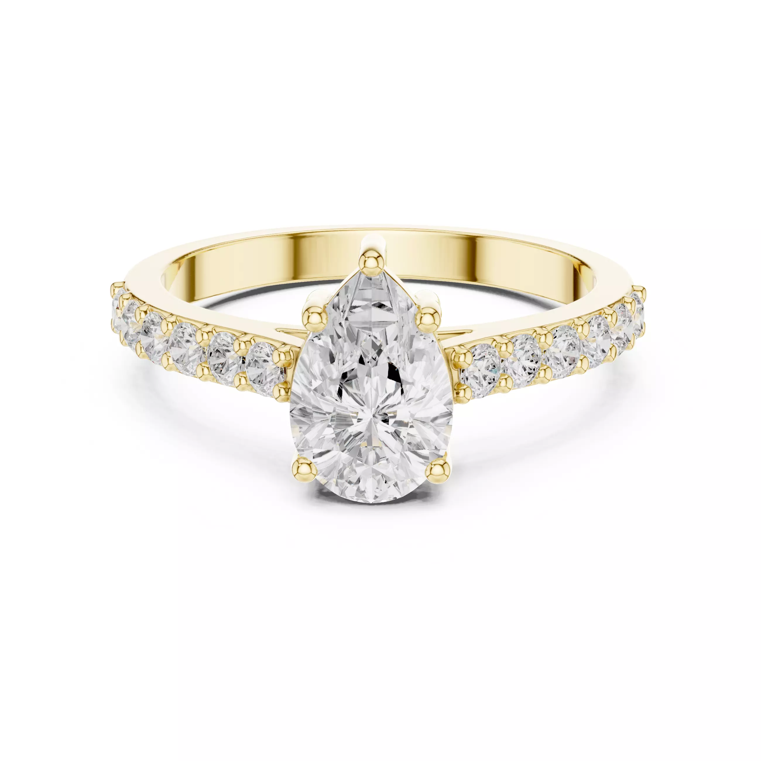 1CT Pear Cut Diamond Engagement Wedding Ring 3DM STL Video 3D print model_1