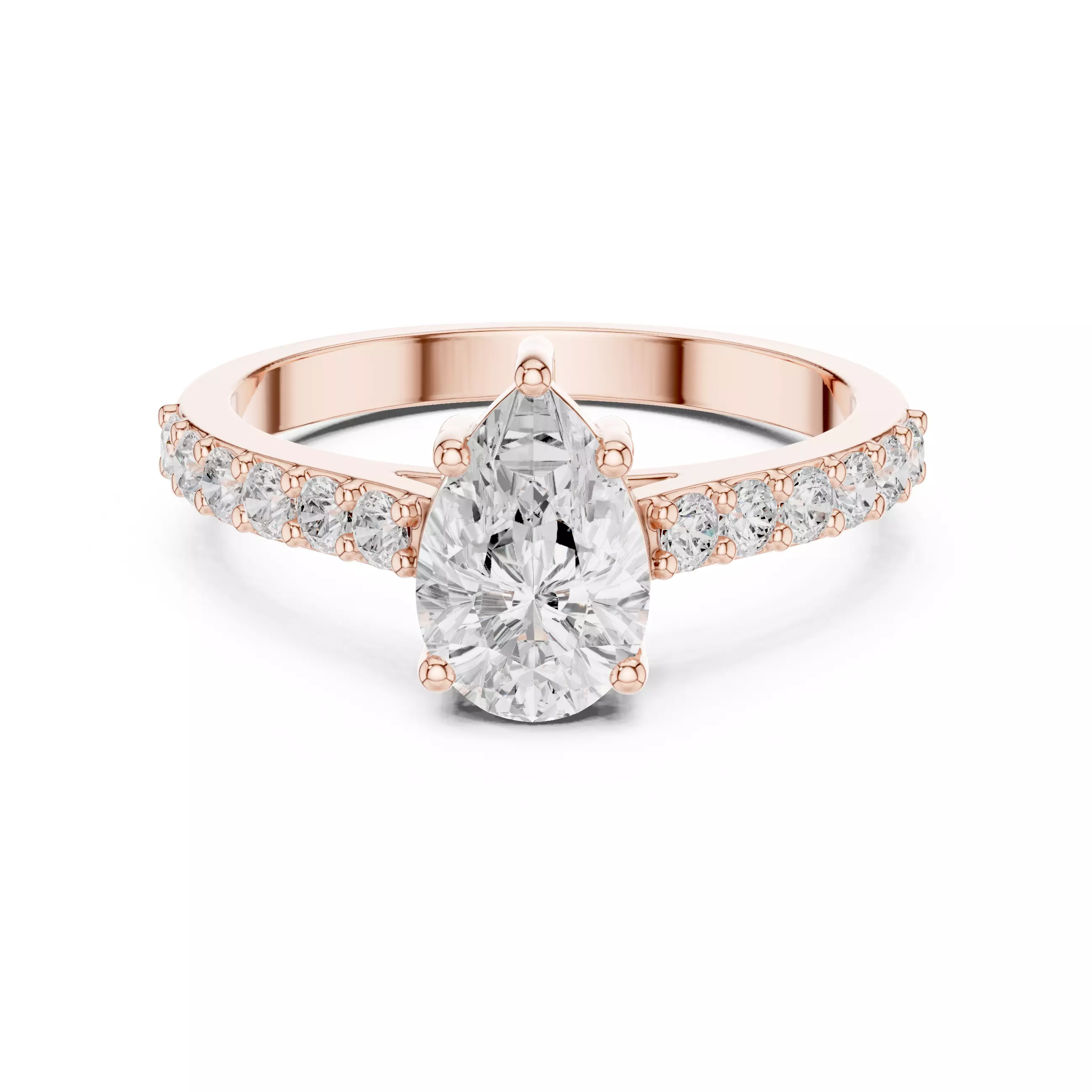 1CT Pear Cut Diamond Engagement Wedding Ring 3DM STL Video 3D print model_0