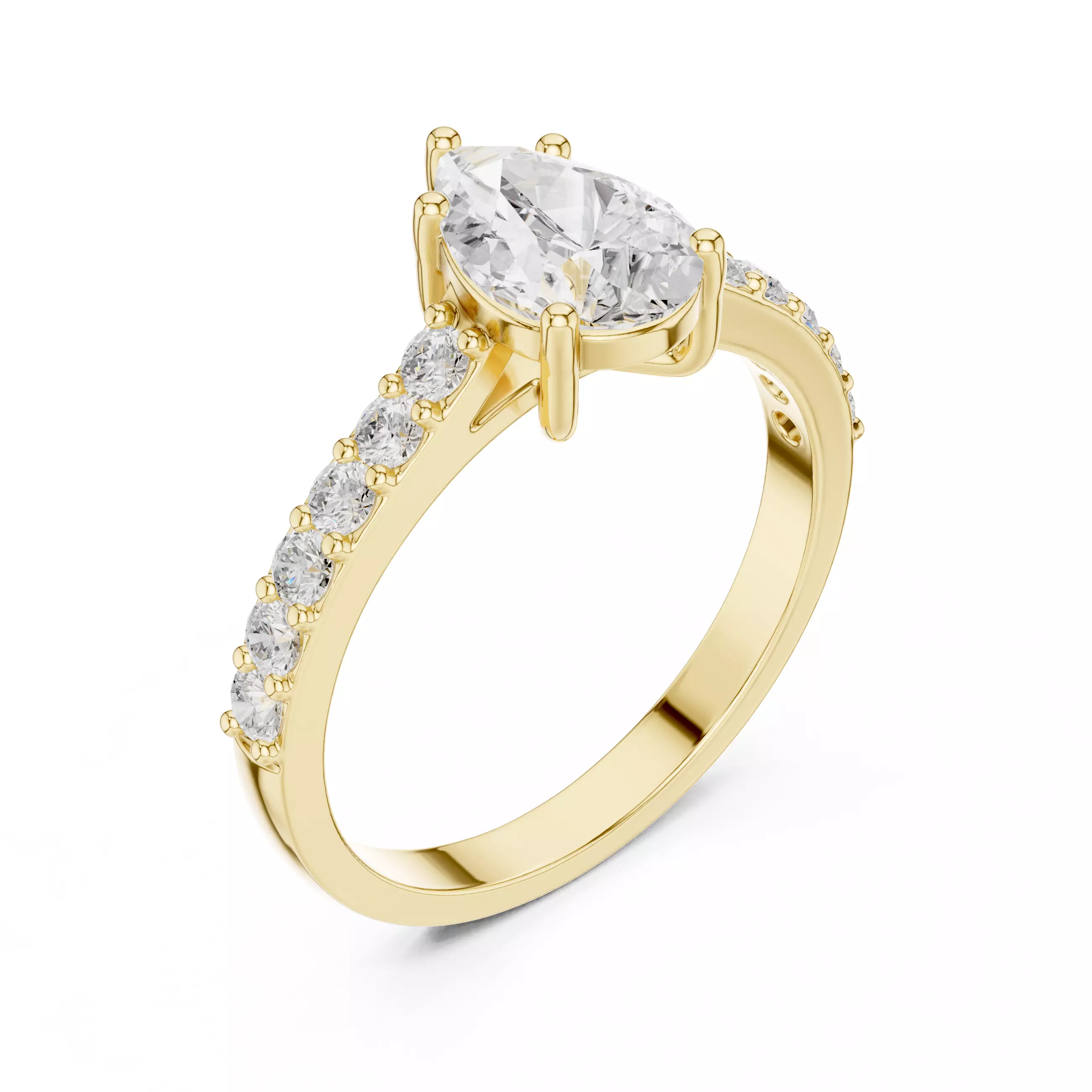 1CT Pear Cut Diamond Engagement Wedding Ring 3DM STL Video 3D print model_7