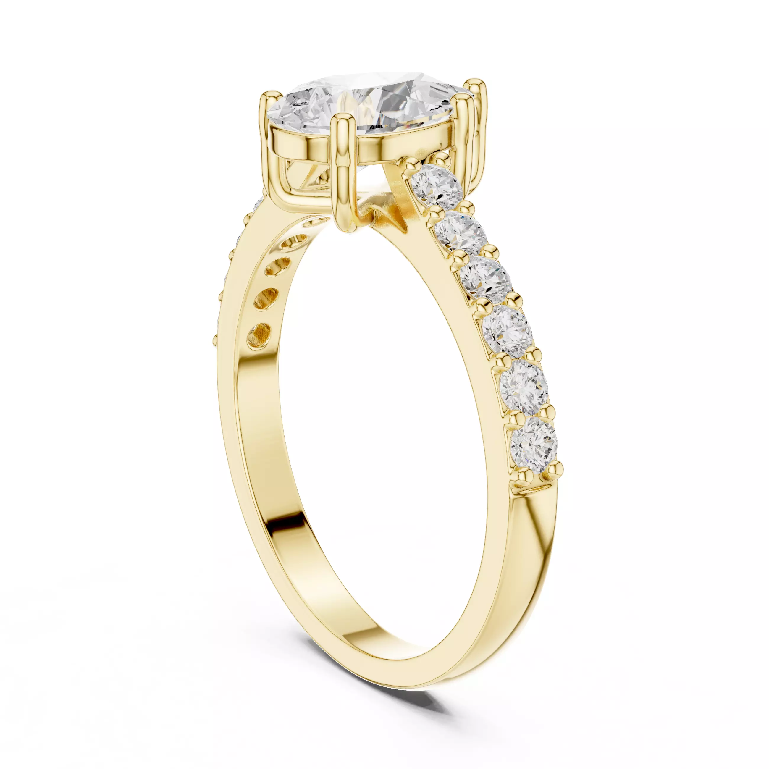 1CT Pear Cut Diamond Engagement Wedding Ring 3DM STL Video 3D print model_6