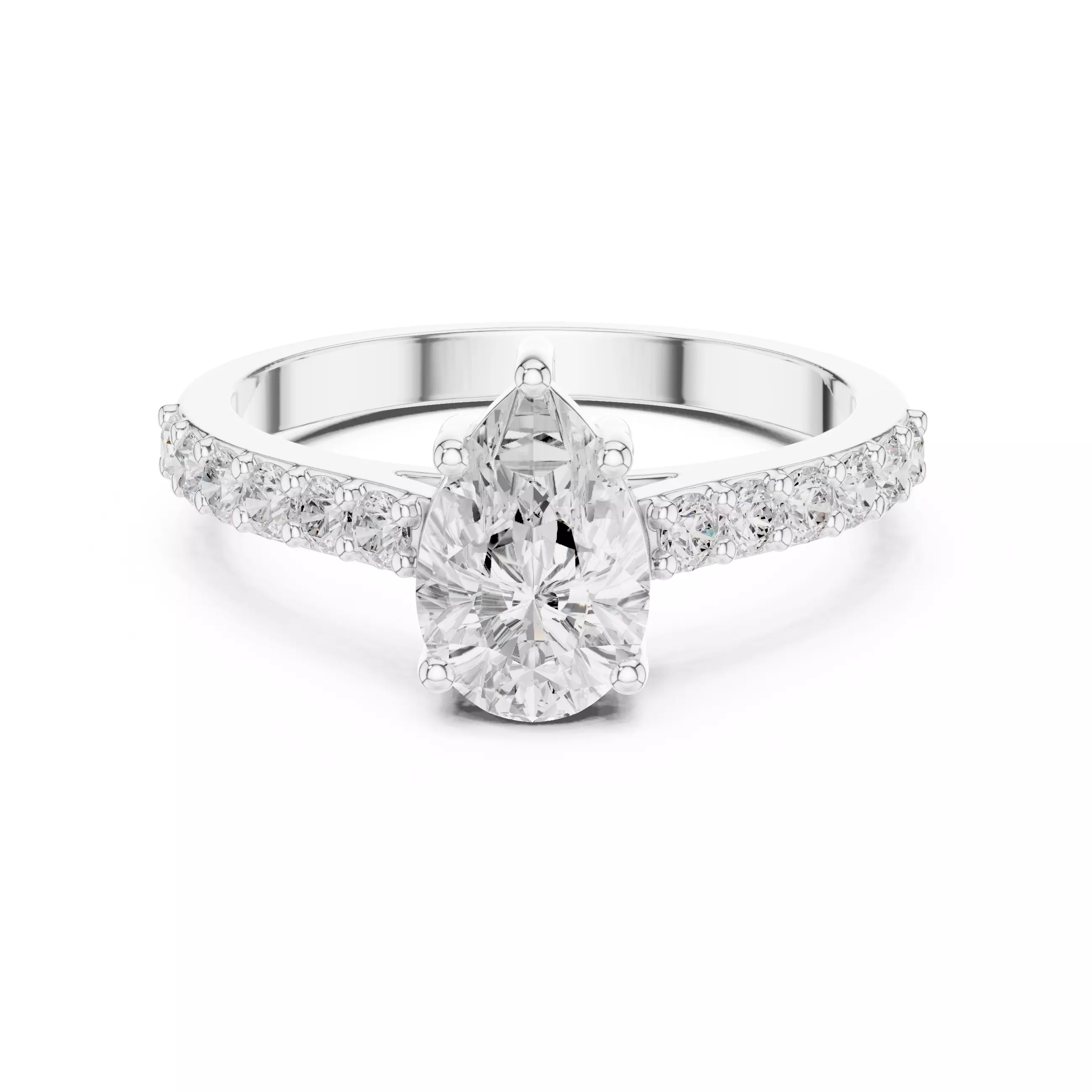 1CT Pear Cut Diamond Engagement Wedding Ring 3DM STL Video 3D print model_2