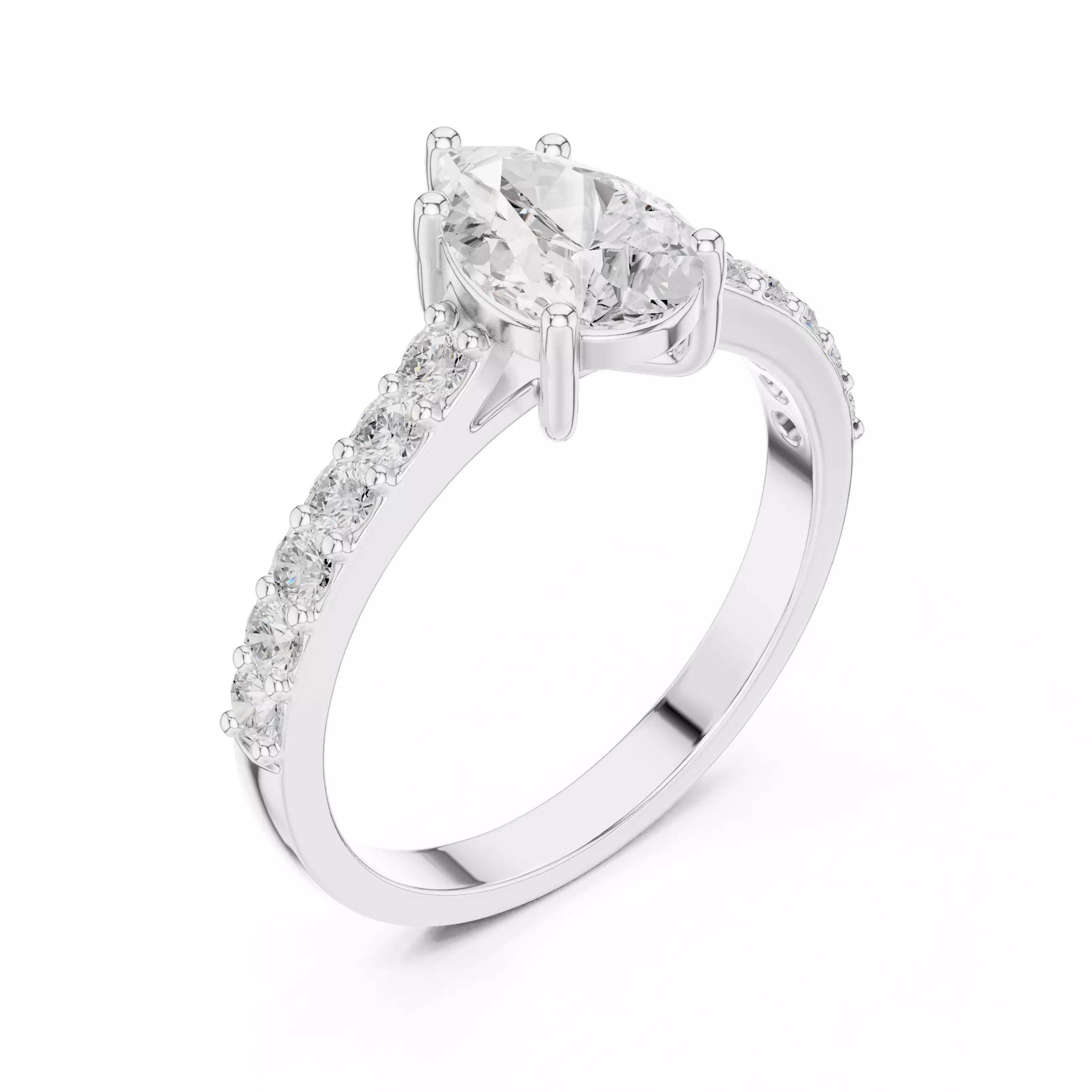 1CT Pear Cut Diamond Engagement Wedding Ring 3DM STL Video 3D print model_10