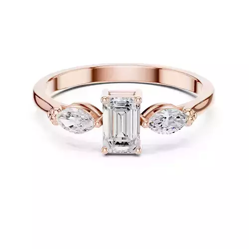 Three Stone Emerald and Marquise Wedding Ring 3DM STL Video