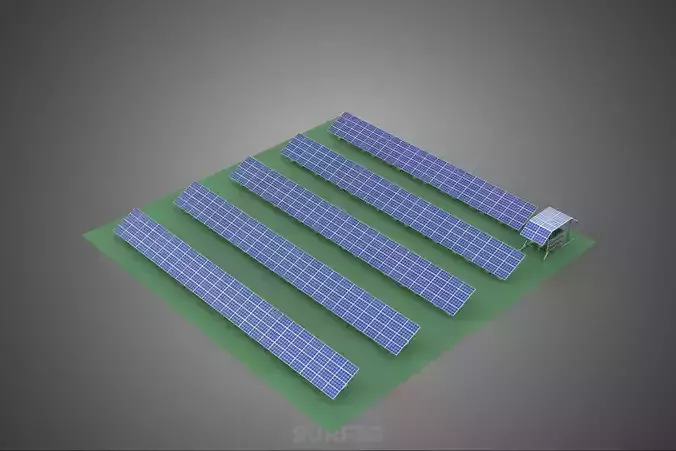 SOLAR PANEL POWER STATION PLANT GENERATION ARRAY ROW FIELD FARM 3D model 5