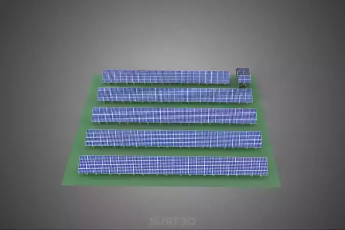 SOLAR PANEL POWER STATION PLANT GENERATION ARRAY ROW FIELD FARM 3D model 4