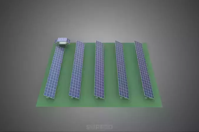 SOLAR PANEL POWER STATION PLANT GENERATION ARRAY ROW FIELD FARM 3D model 2