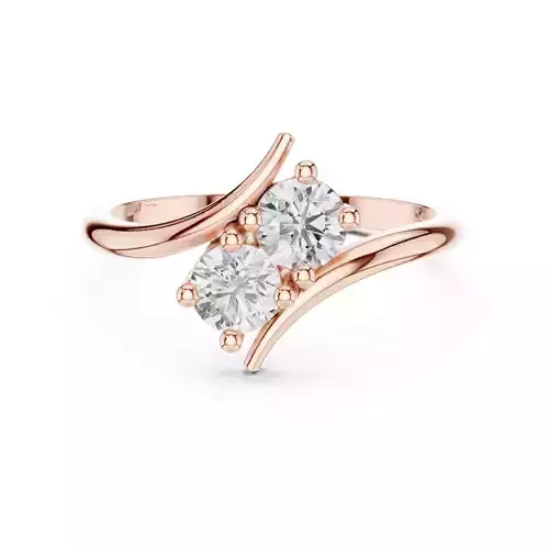 Two Stone Round Diamond Bypass Wedding Ring 3DM STL Video