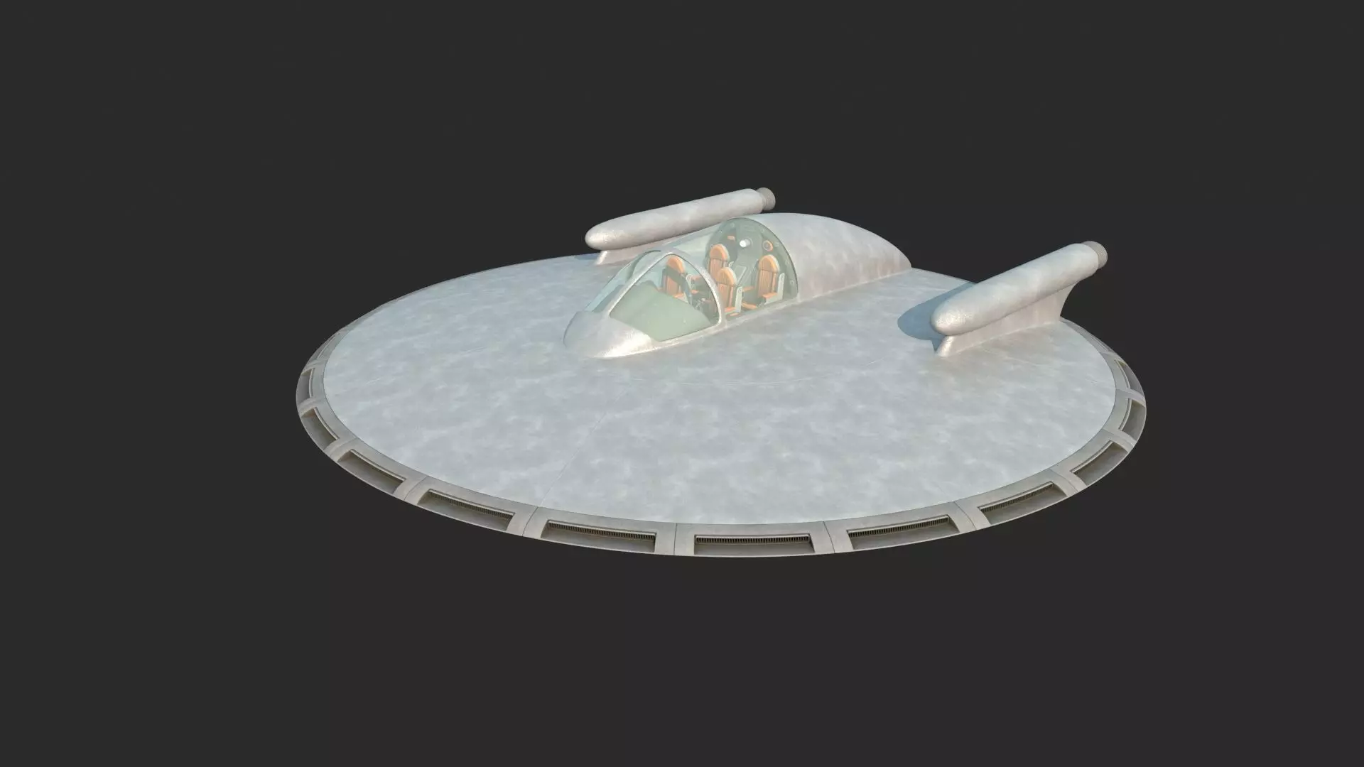 Future science fiction disc-shaped spacecraft 3D model_1