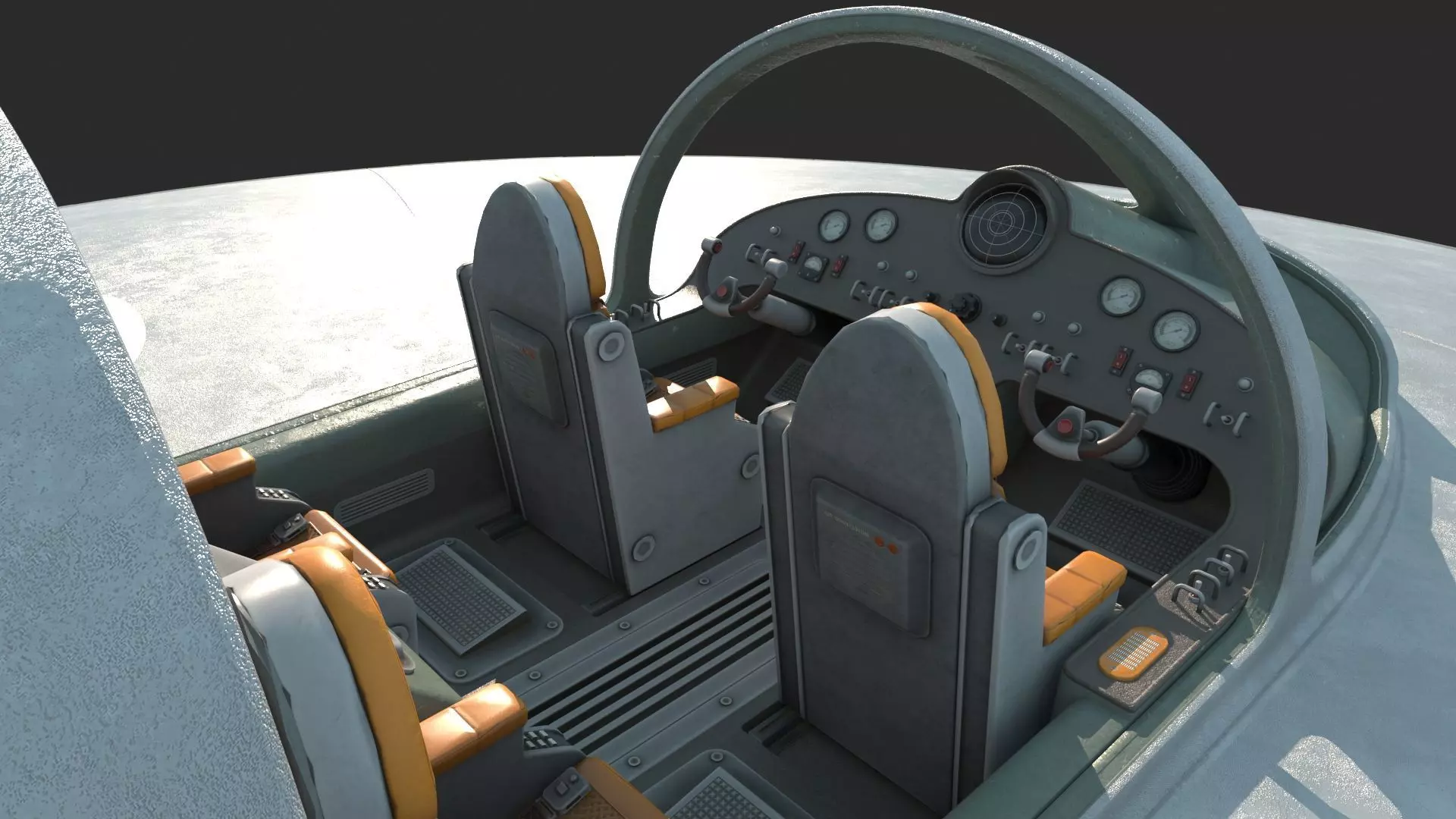 Future science fiction disc-shaped spacecraft 3D model_8