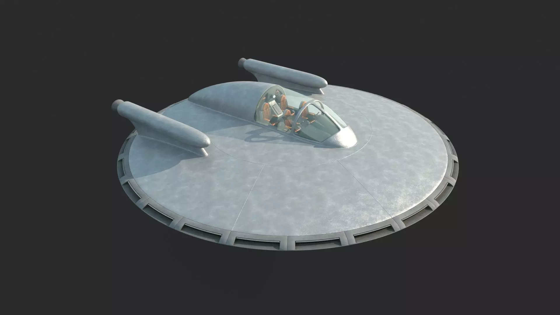 Future science fiction disc-shaped spacecraft 3D model_0