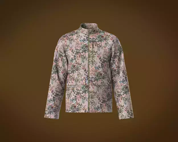 Mens jacquard fabric jacket with zipper detailing