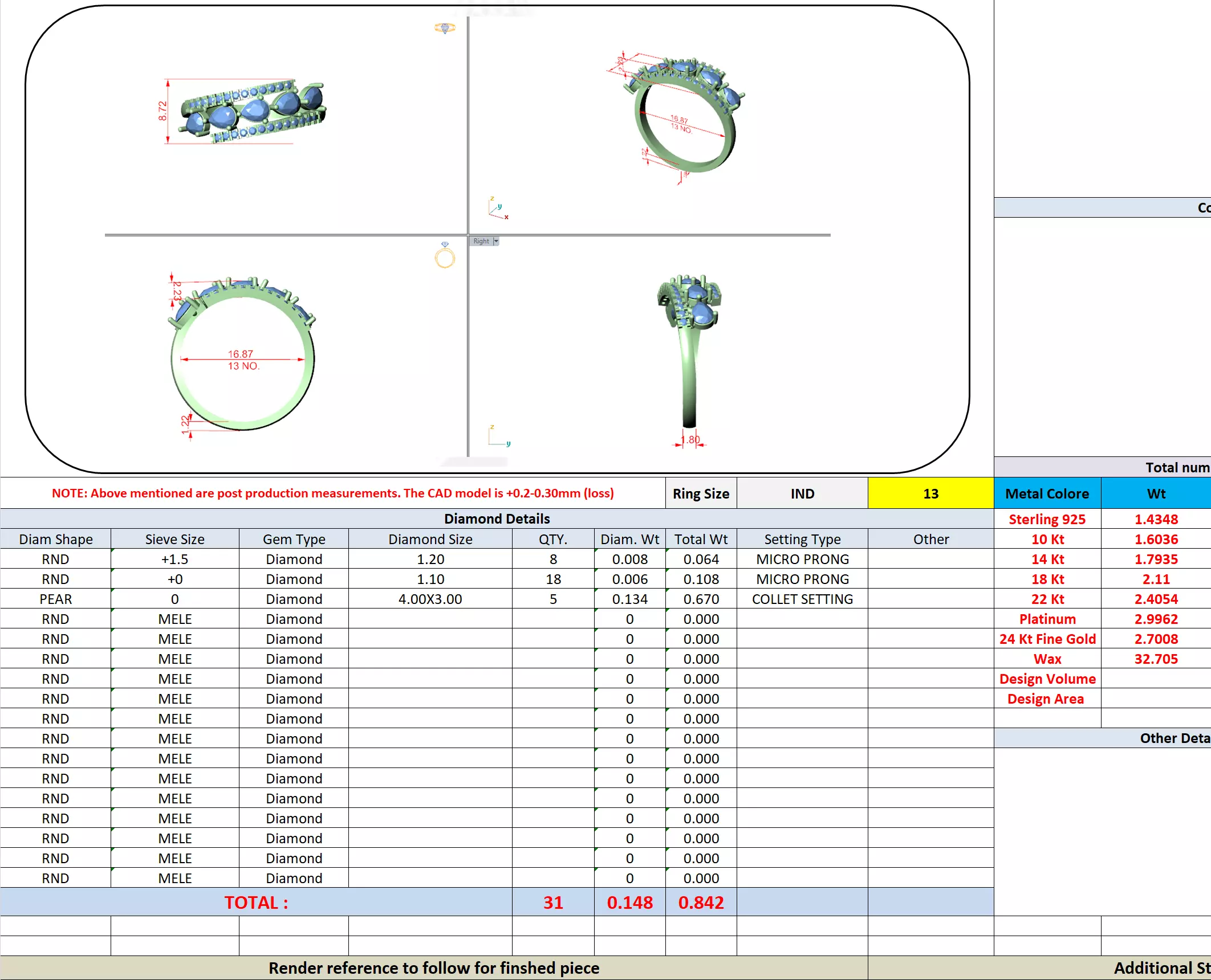 Pear and Round Cut Curve Engagement Wedding Ring 3DM STL Video 3D print model_13