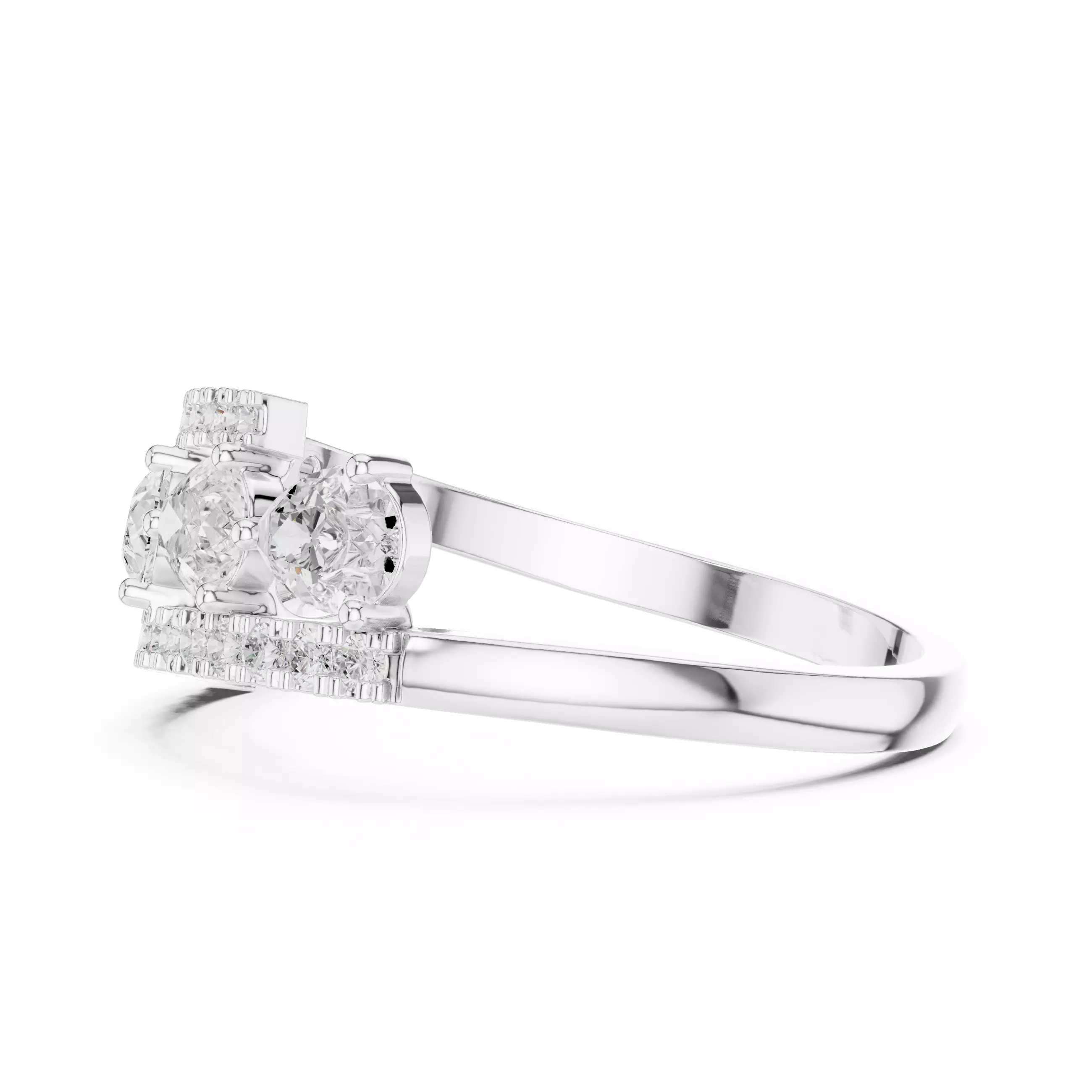 Pear and Round Cut Curve Engagement Wedding Ring 3DM STL Video 3D print model_11