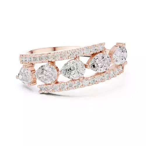 Pear and Round Cut Curve Engagement Wedding Ring 3DM STL Video