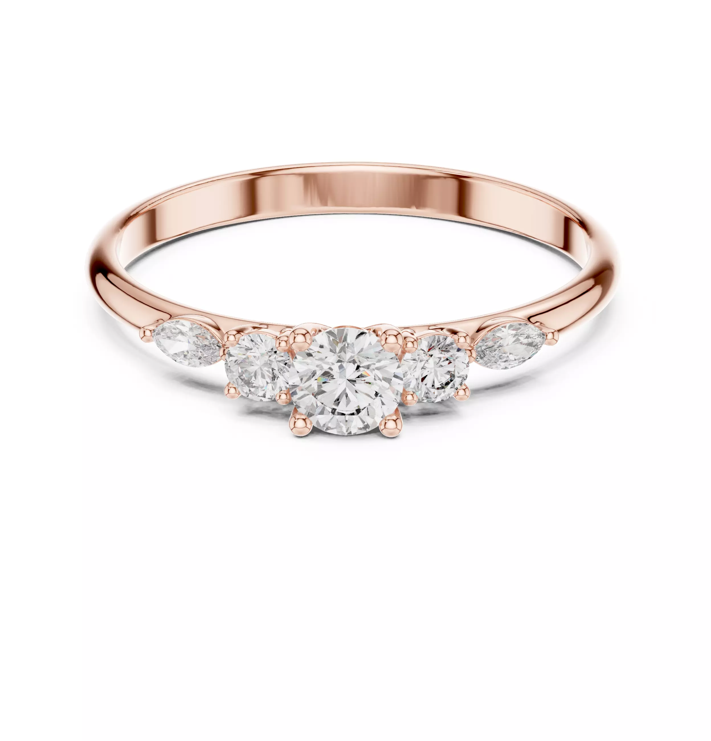 Round and Marquise Cut Engagement Wedding Ring 3DM STL Video 3D print model