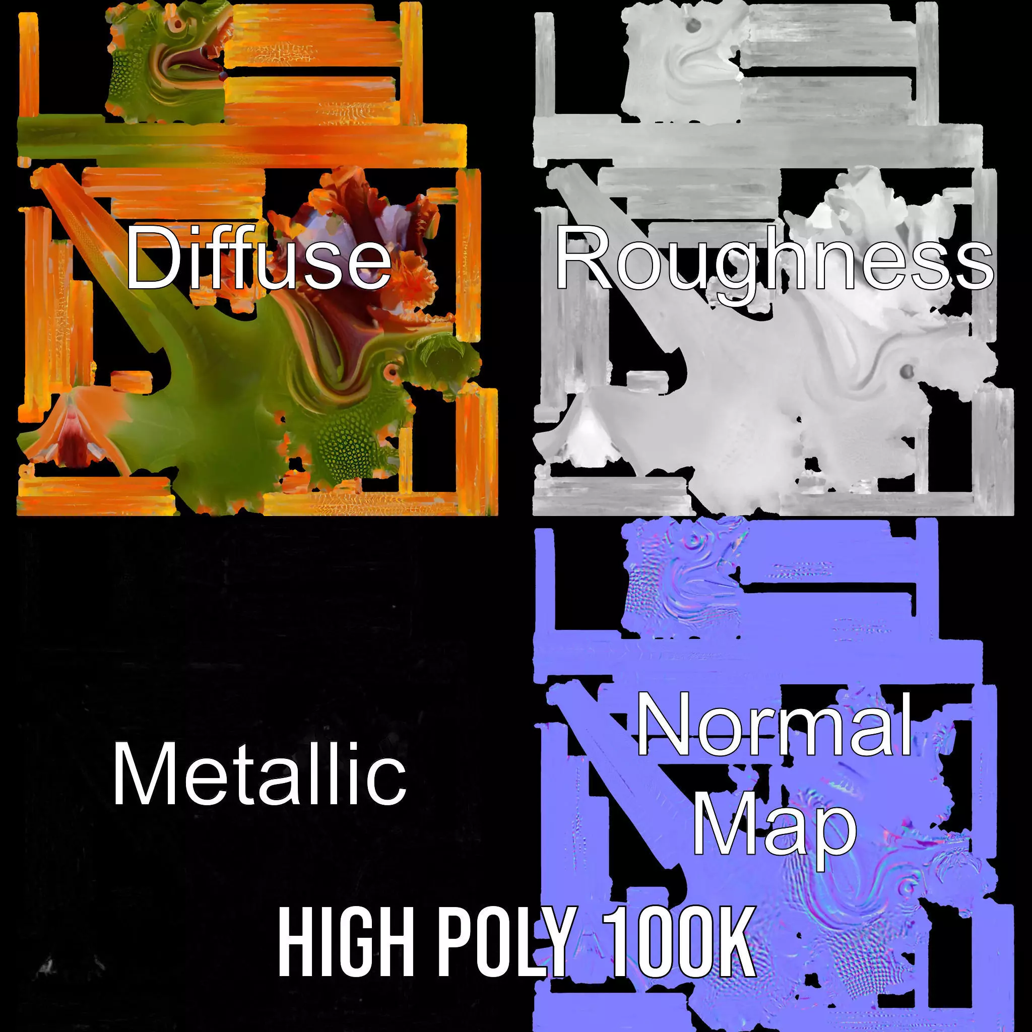 Vibrant Alien Creature model pack Low-poly 3D model_4