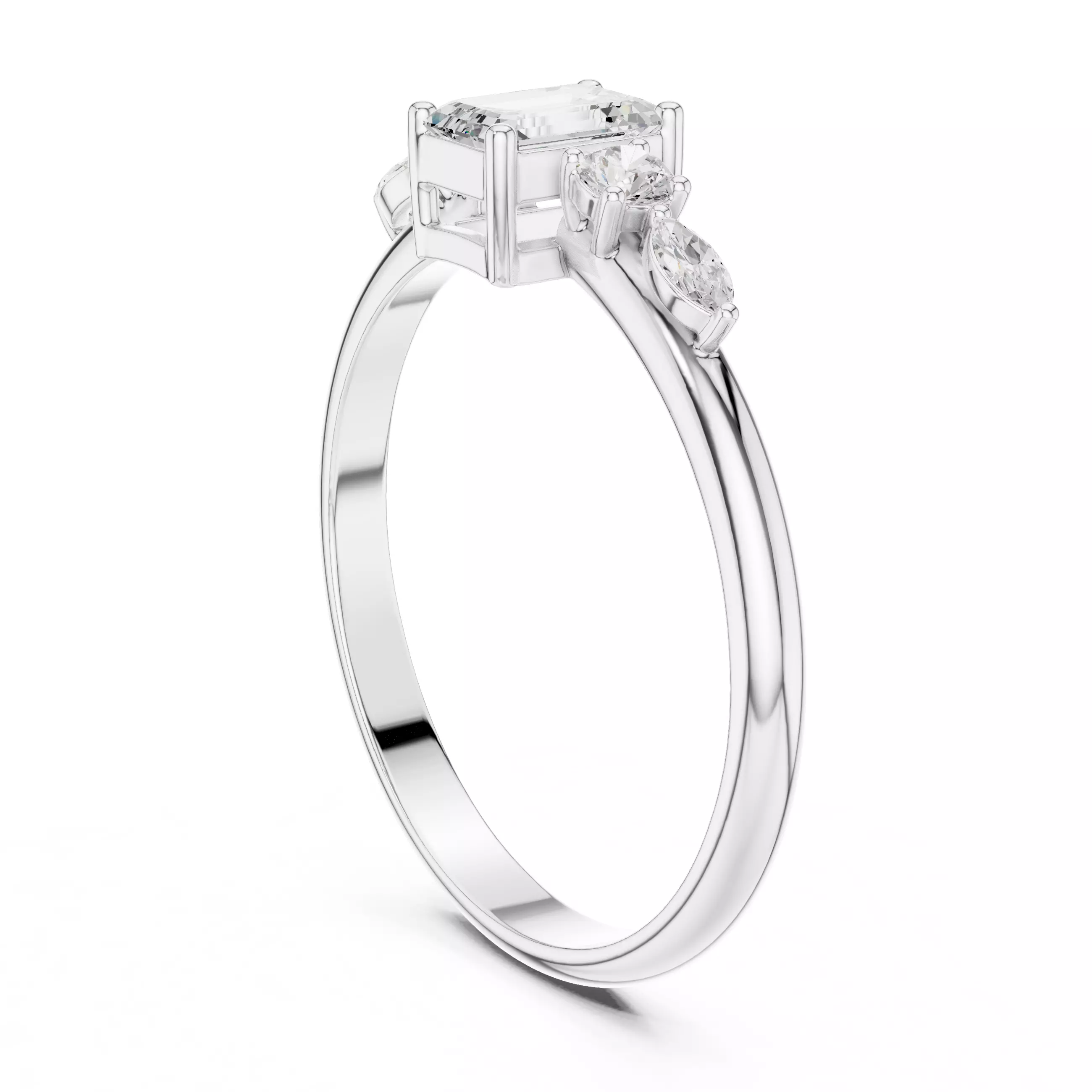 Five Stone Emerald and Marquise Diamond Woman Ring 3DM STL Video 3D print model_9