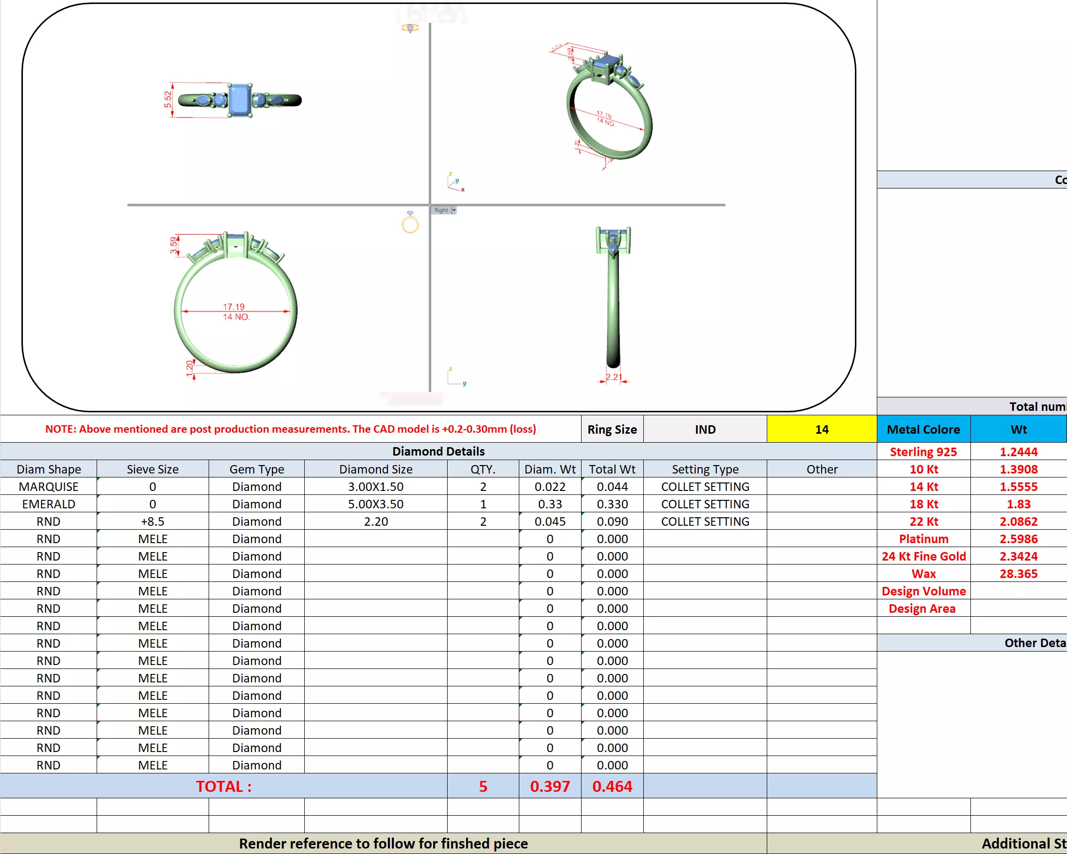 Five Stone Emerald and Marquise Diamond Woman Ring 3DM STL Video 3D print model_13