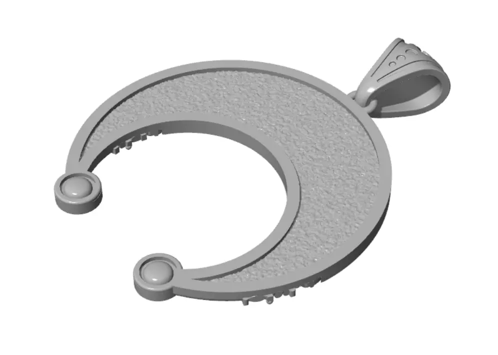 Pendant moon Crescent Celtic moon neclace wthis stone 3D print model_4