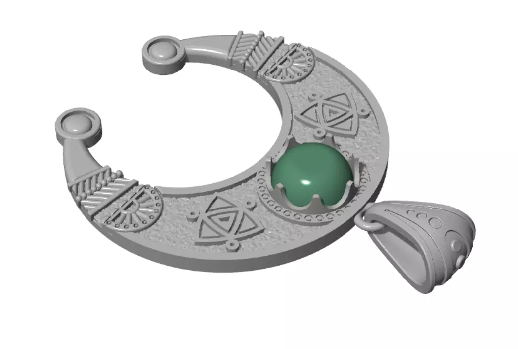 Pendant moon Crescent Celtic moon neclace wthis stone 3D print model_5