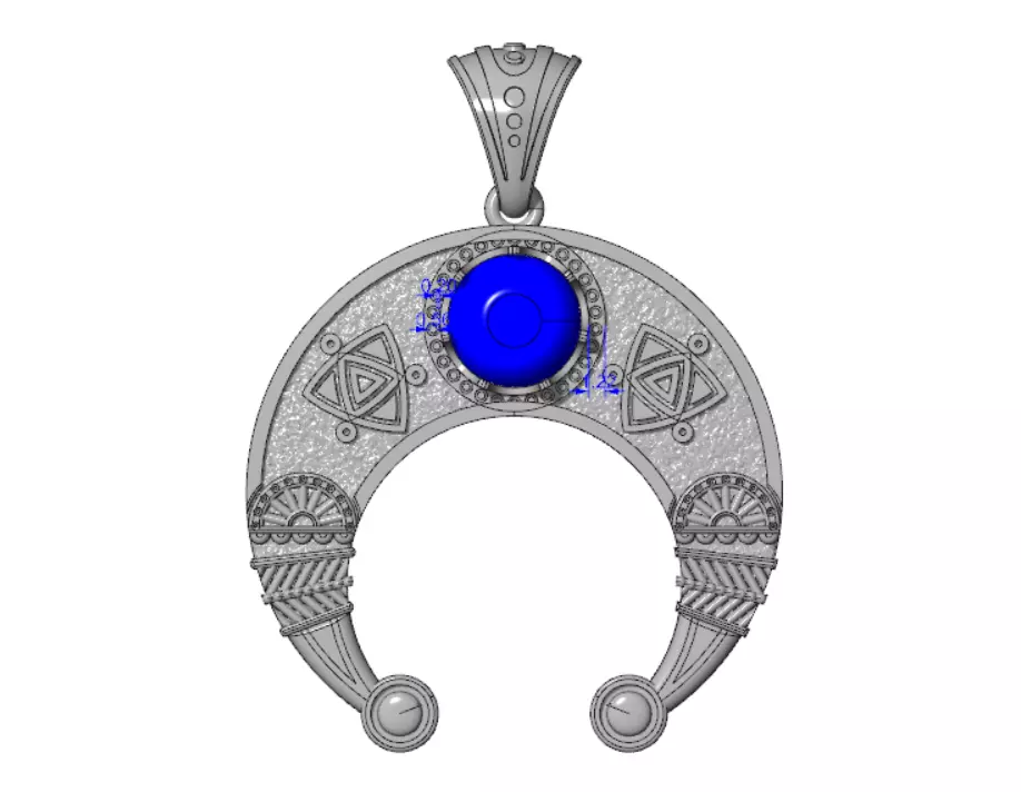 Pendant moon Crescent Celtic moon neclace wthis stone 3D print model_7