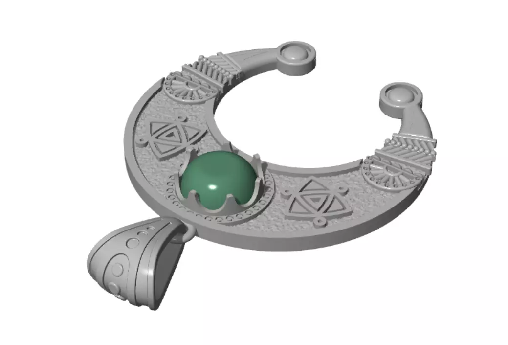 Pendant moon Crescent Celtic moon neclace wthis stone 3D print model_6