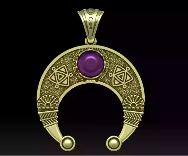 Pendant moon Crescent Celtic moon neclace wthis stone