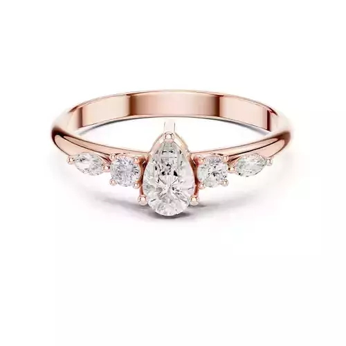 Pear and Marquise Cut Five Stone Engagement Ring 3DM STL Video