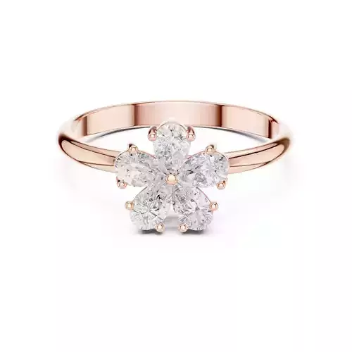 Five Stone Pear Diamond Flower Wedding Ring 3DM STL Video