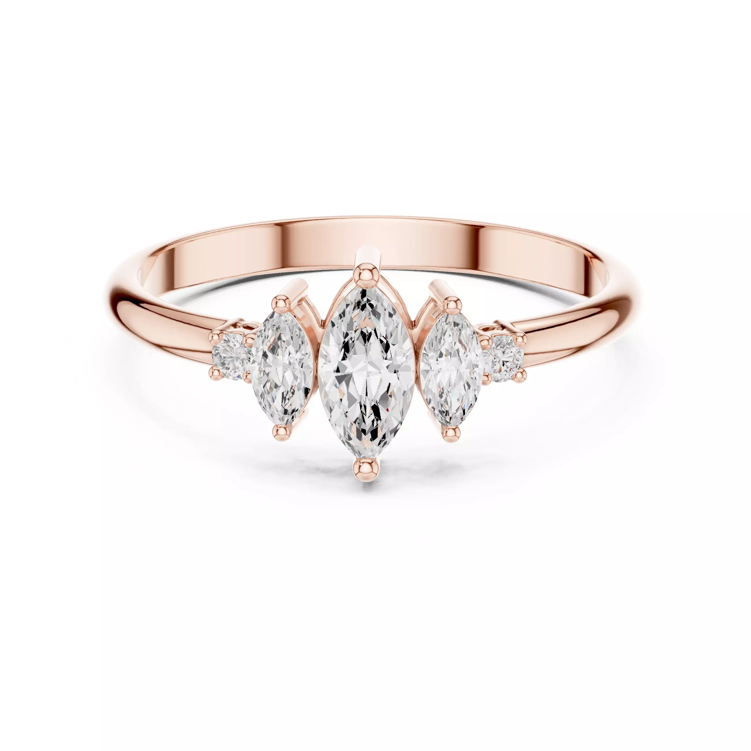 Five Stone Marquise and Round Cut Wedding Ring 3DM STL Video 3D print model