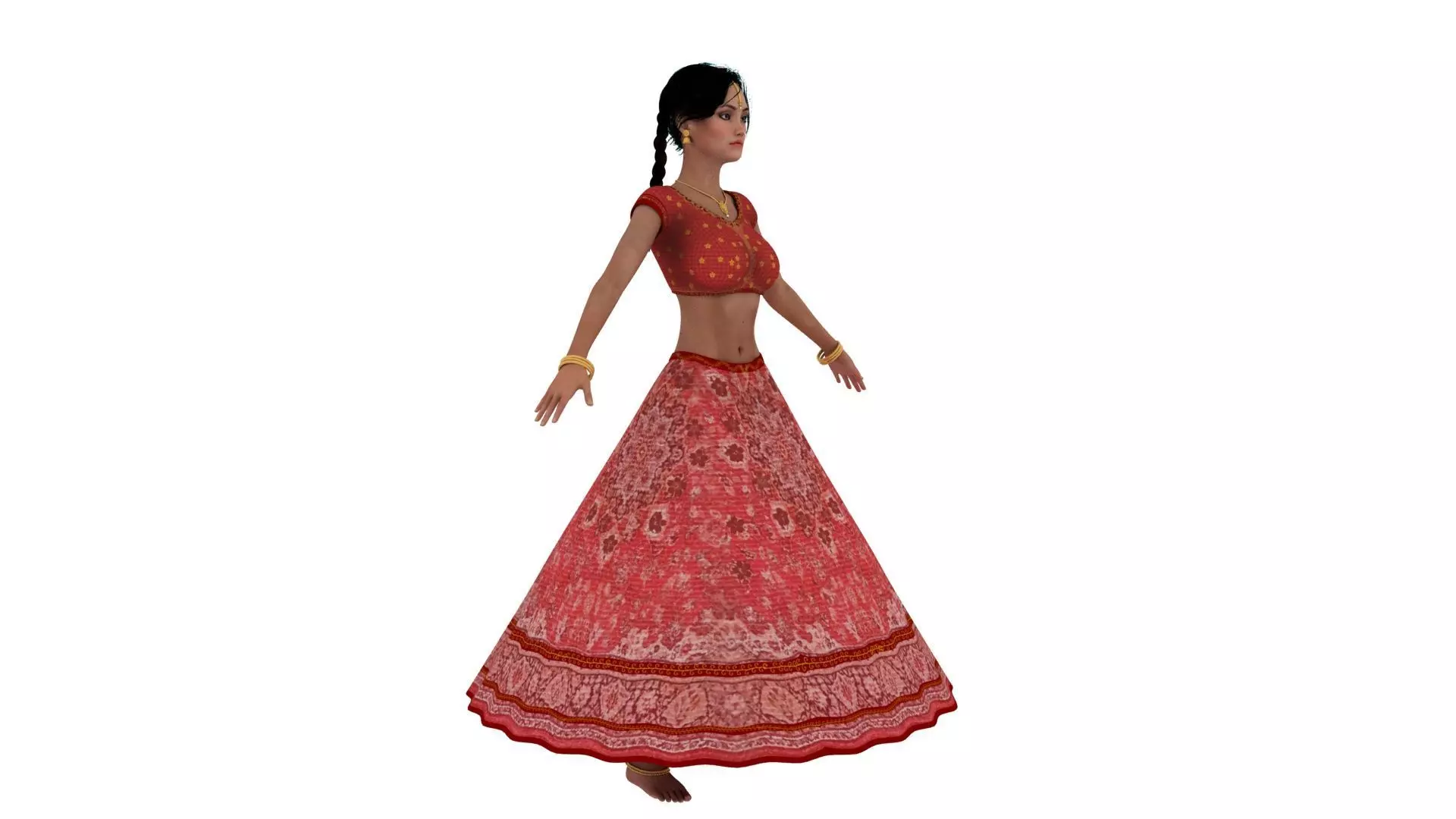 Realistic indian dancing girl 3D model_4