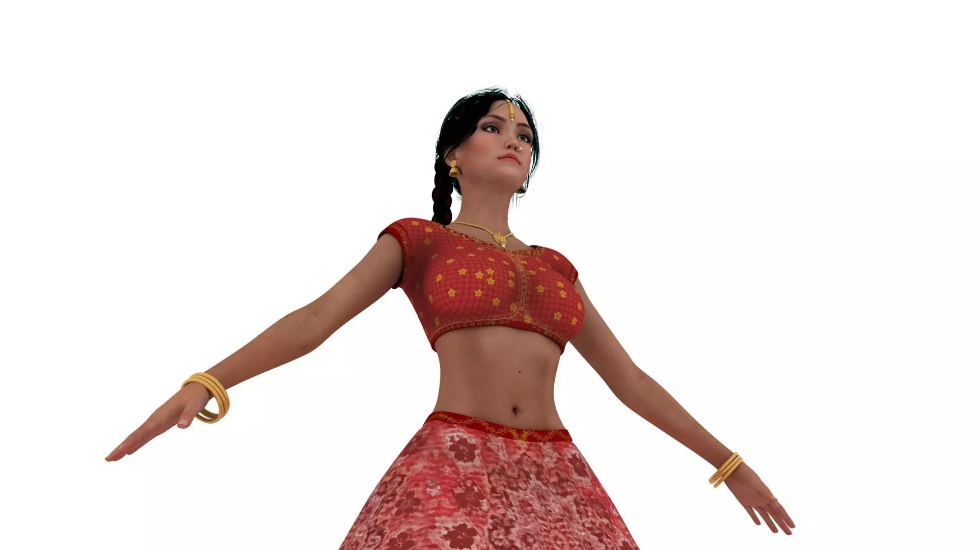 Realistic indian dancing girl 3D model_6