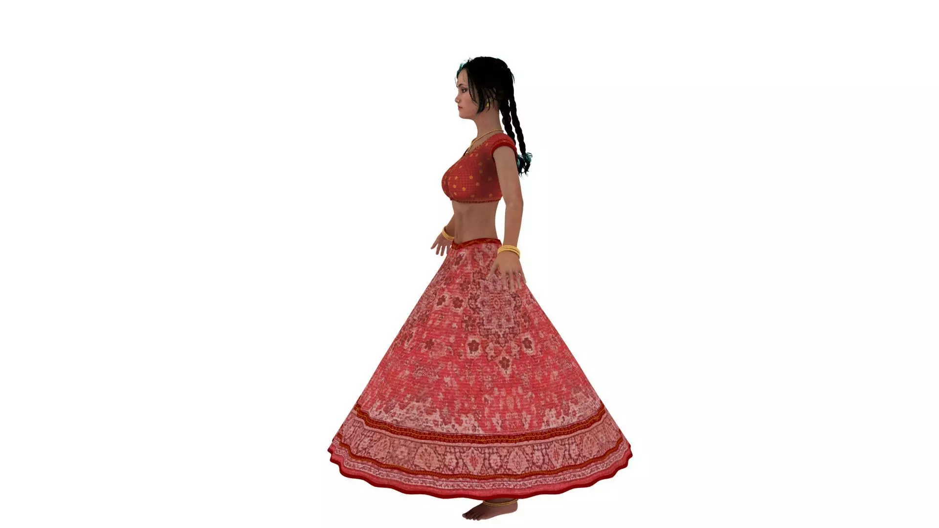 Realistic indian dancing girl 3D model_2
