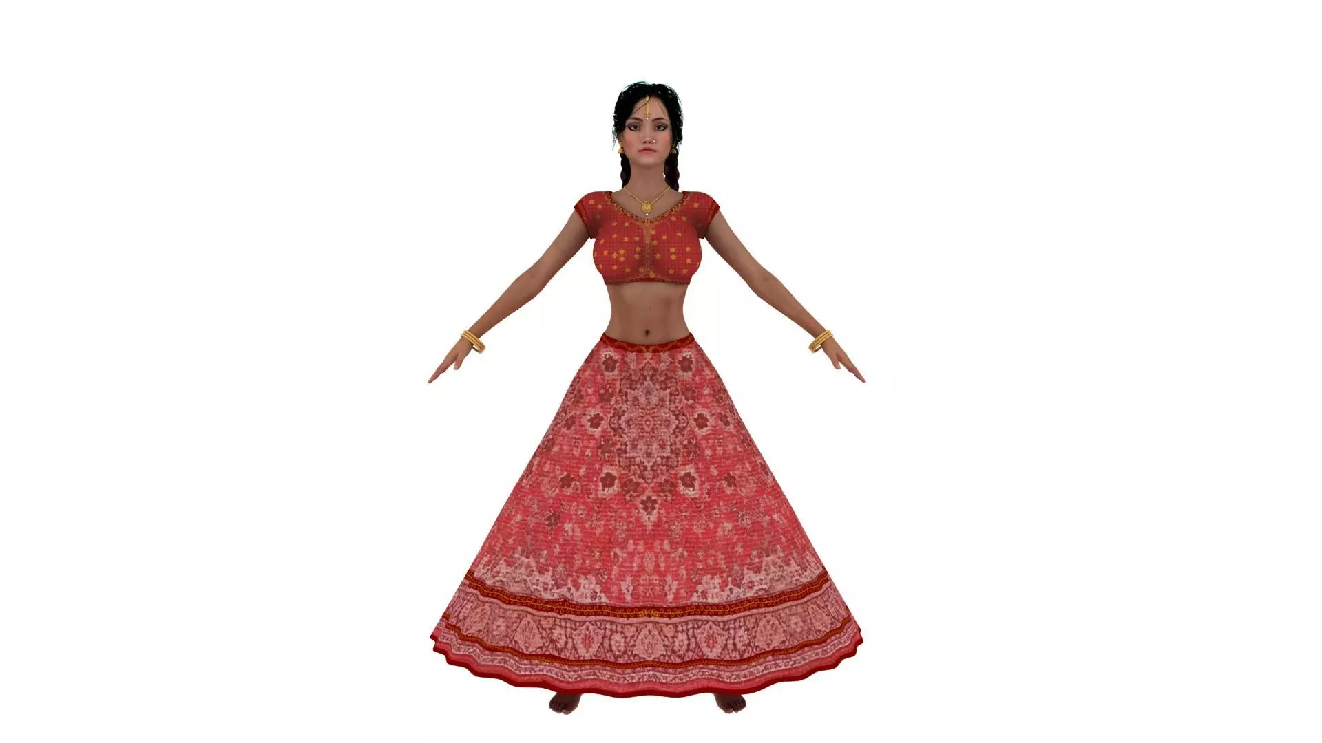 Realistic indian dancing girl 3D model_1