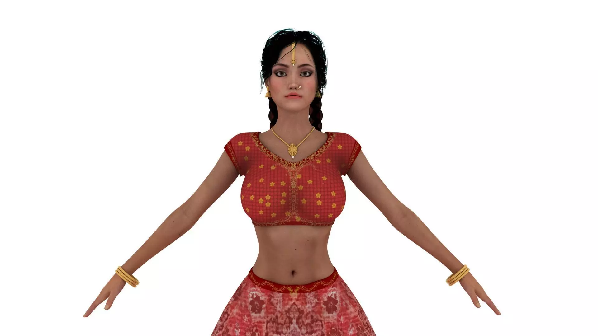 Realistic indian dancing girl 3D model_0