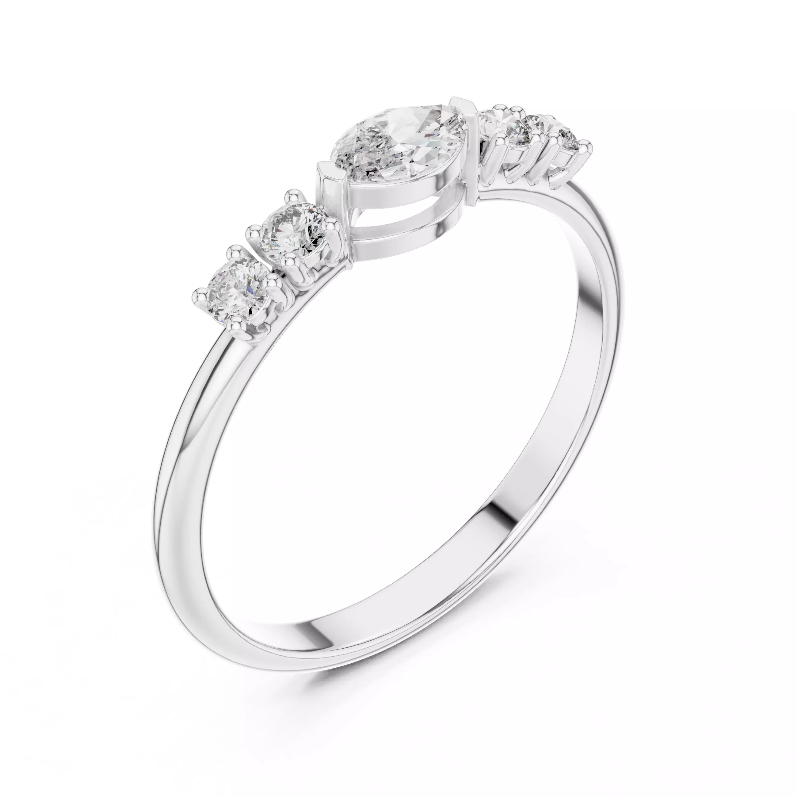 East West Marquise And Round Diamond Wedding Band 3DM STL Video 3D print model_10