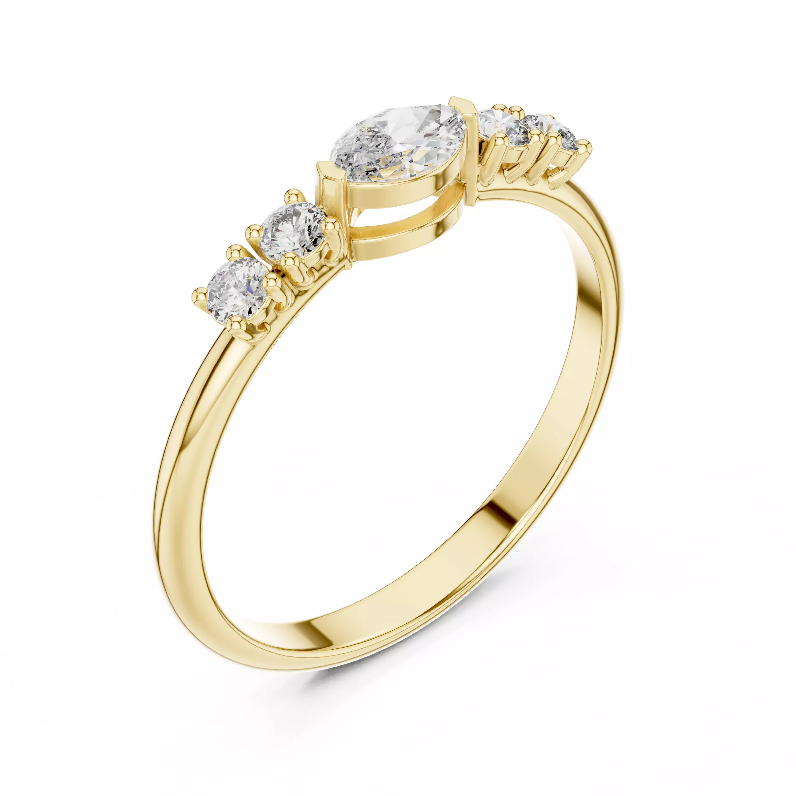 East West Marquise And Round Diamond Wedding Band 3DM STL Video 3D print model_7