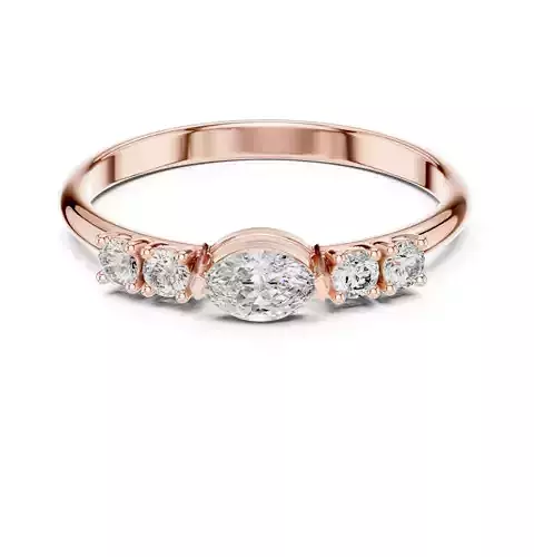 East West Marquise And Round Diamond Wedding Band 3DM STL Video 3D print model