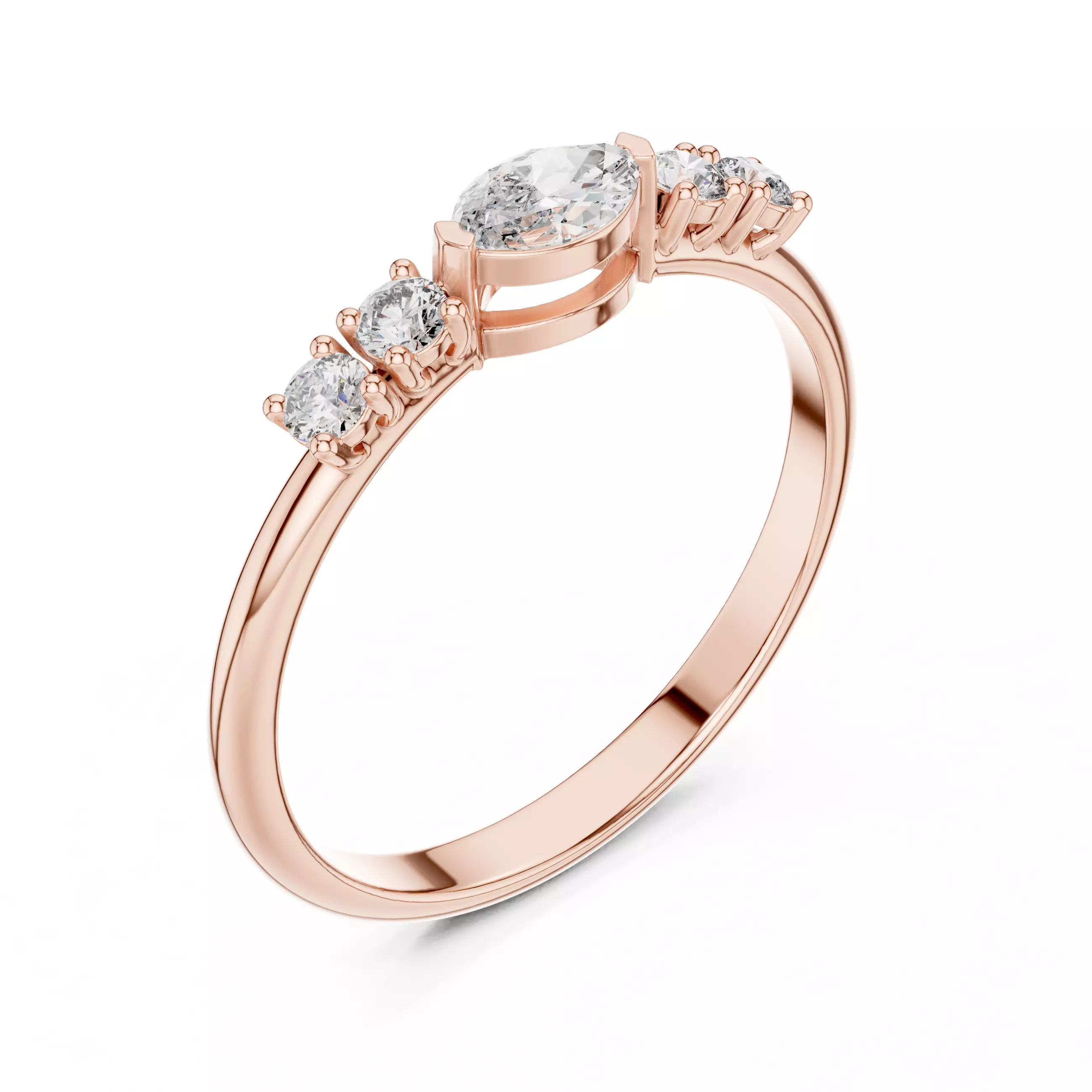 East West Marquise And Round Diamond Wedding Band 3DM STL Video 3D print model_4