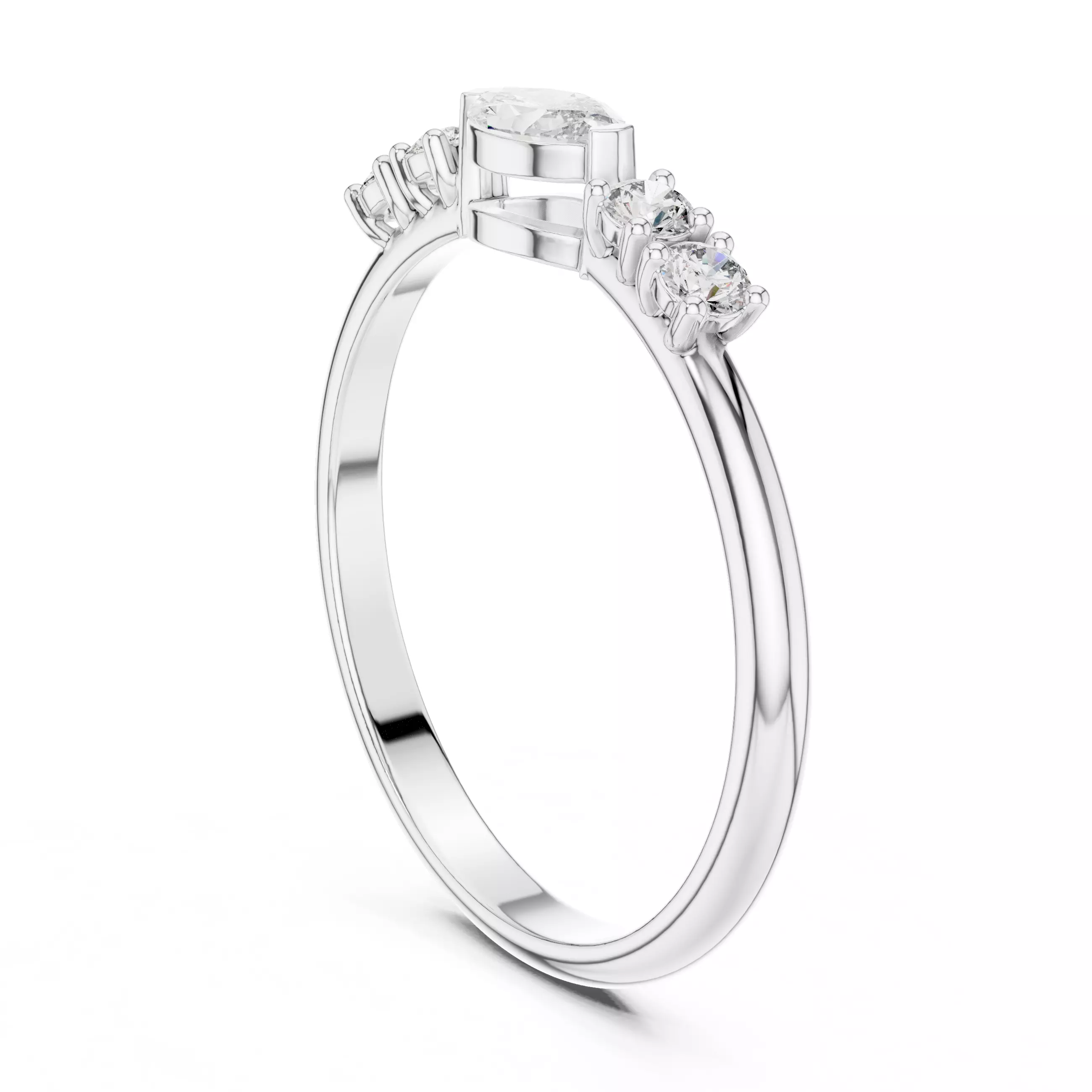 East West Marquise And Round Diamond Wedding Band 3DM STL Video 3D print model_9