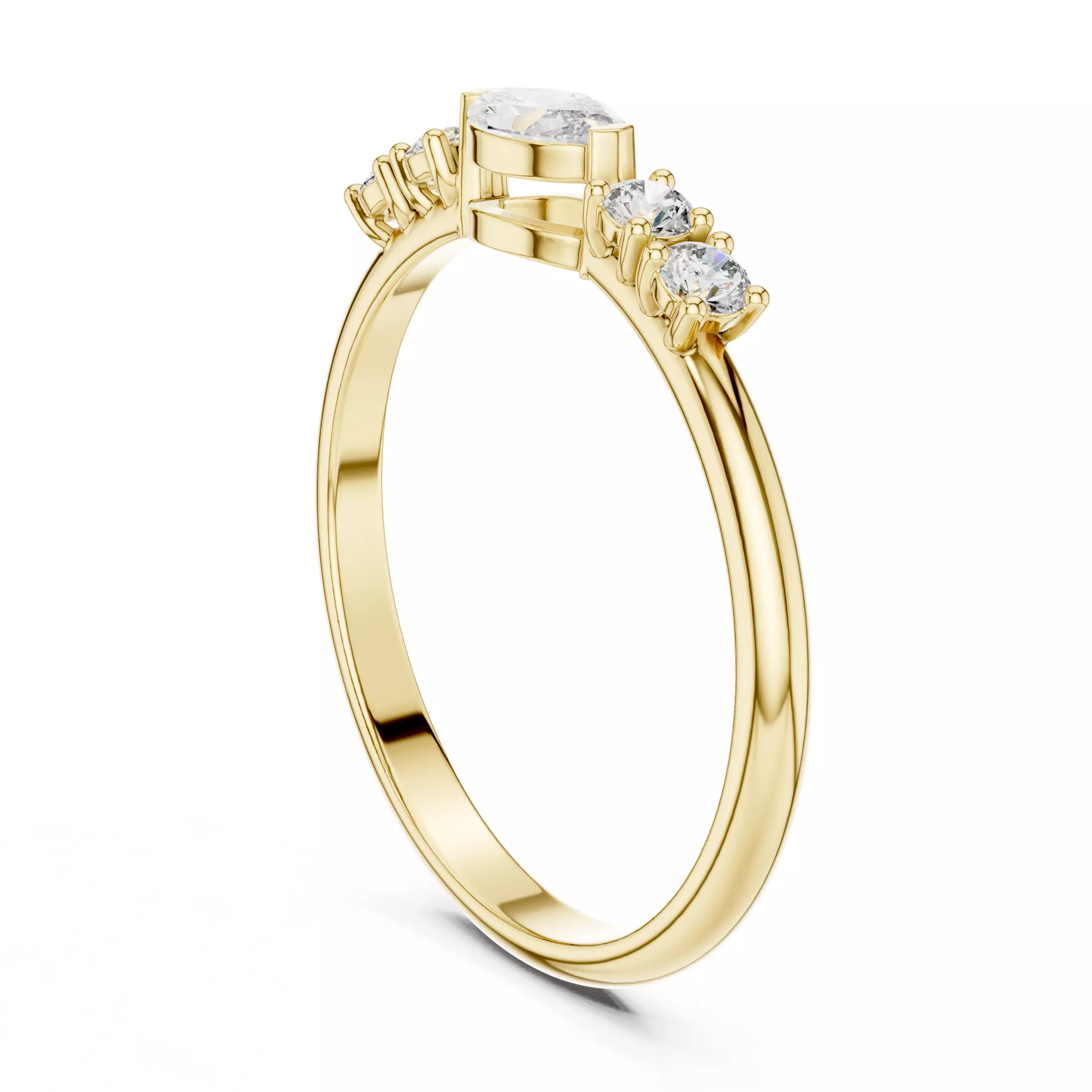 East West Marquise And Round Diamond Wedding Band 3DM STL Video 3D print model_6