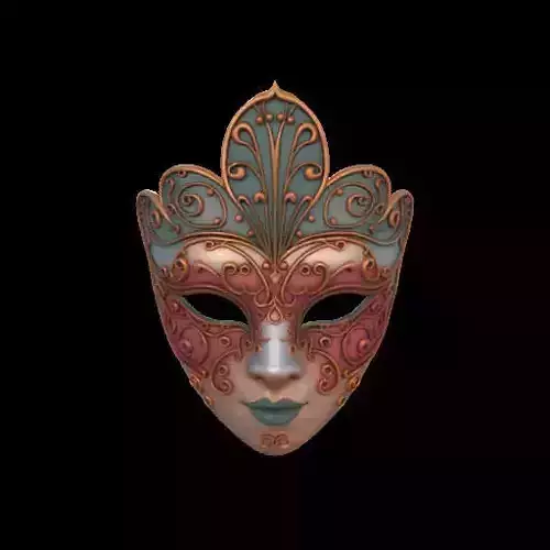 2063  Venetian Carnival Mask Color 3D Model  magic